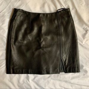 Genuine leather vintage express miniskirt